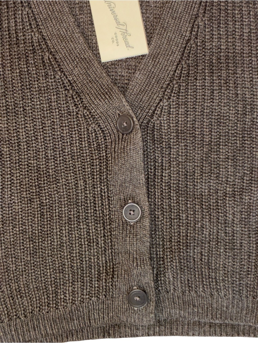 NWT Taupe Ribbed Button Front Sweater Vest Women's Medium Quiet Luxury Minimalis - Picture 7 of 9